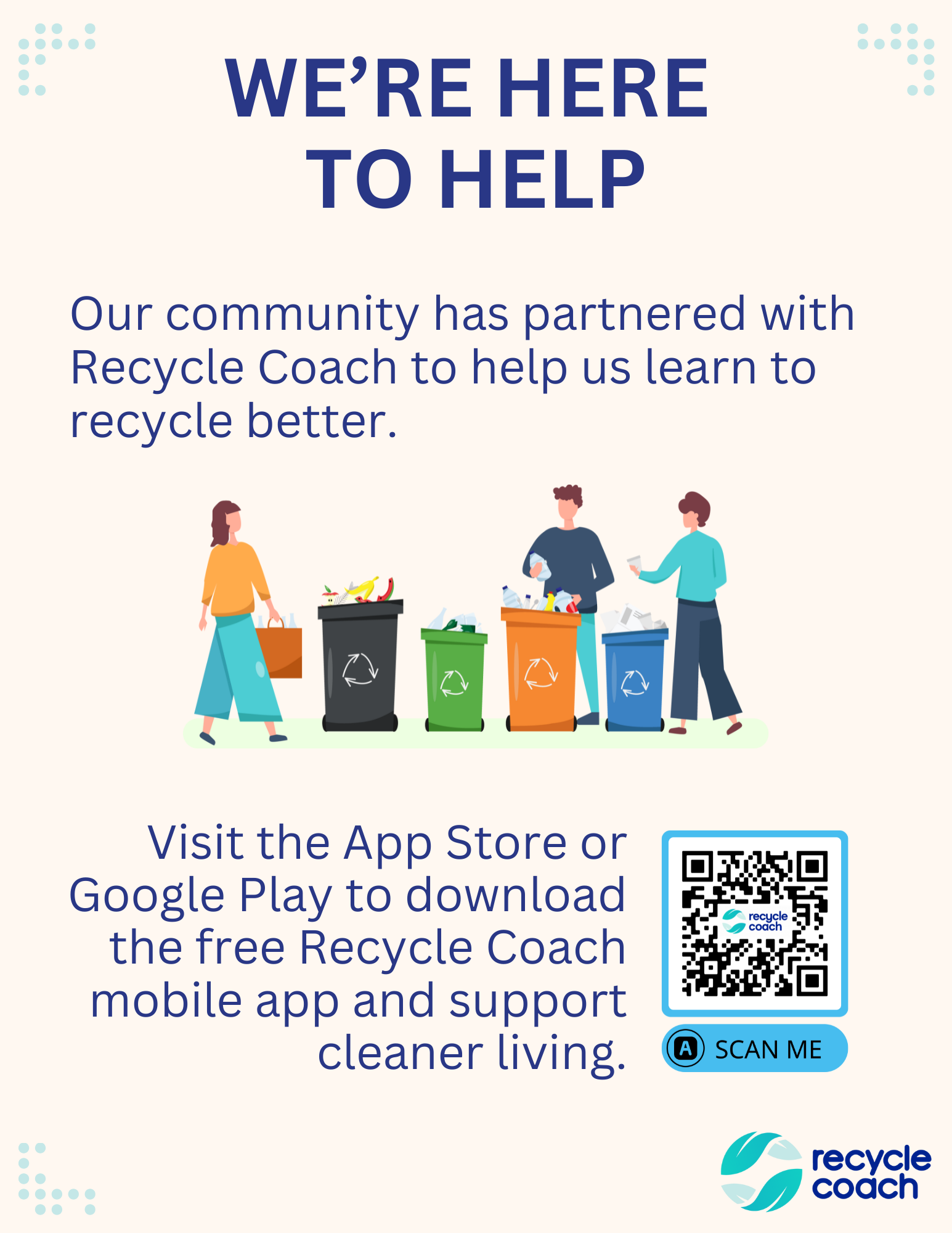 Recycle Coach app download flyer. Click to open an OCR scanned PDF version.