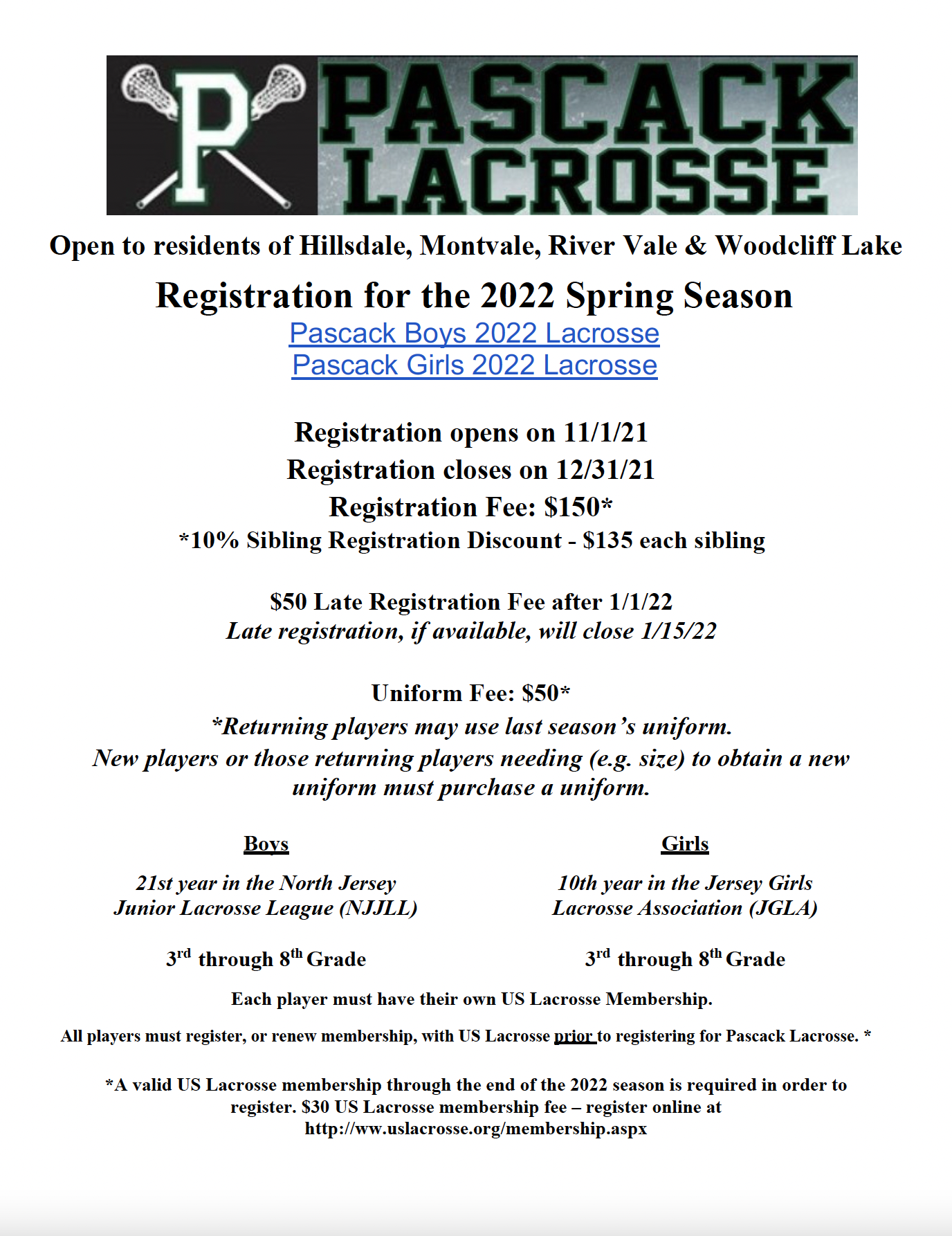 Lacrosse Registration Flyer