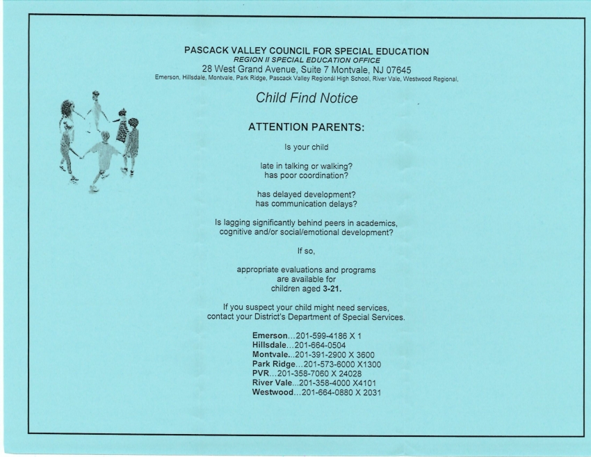 Pascack Valley Child Find notice image page 2