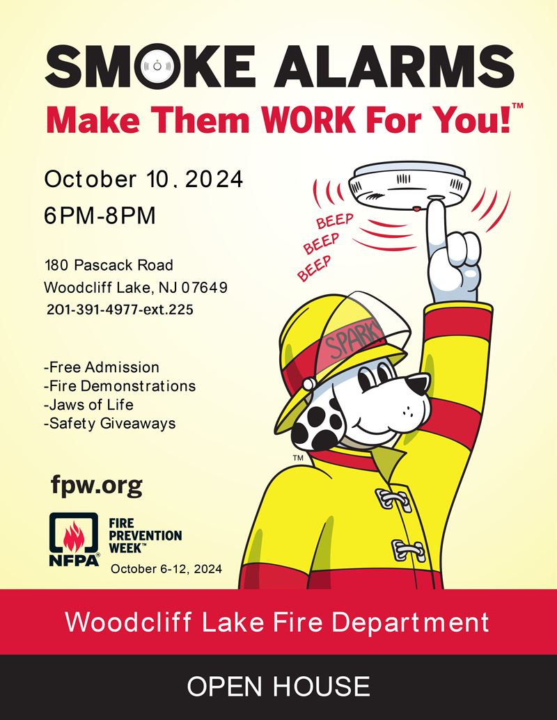 Fire department Open House flyer for Fire Prevention week. Click to open an OCR scanned PDF version