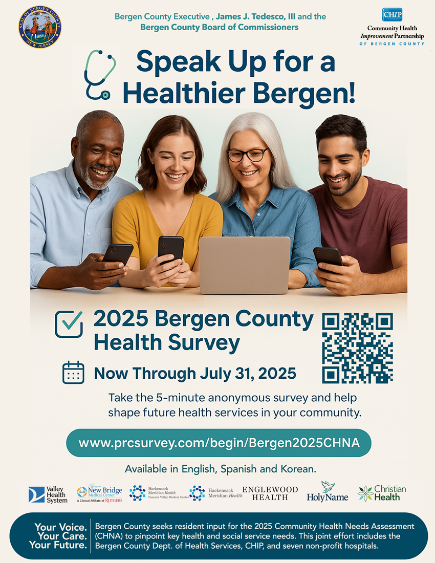 Bergen County Health Survey flyer. Click to open an OCR scanned PDF version of it.