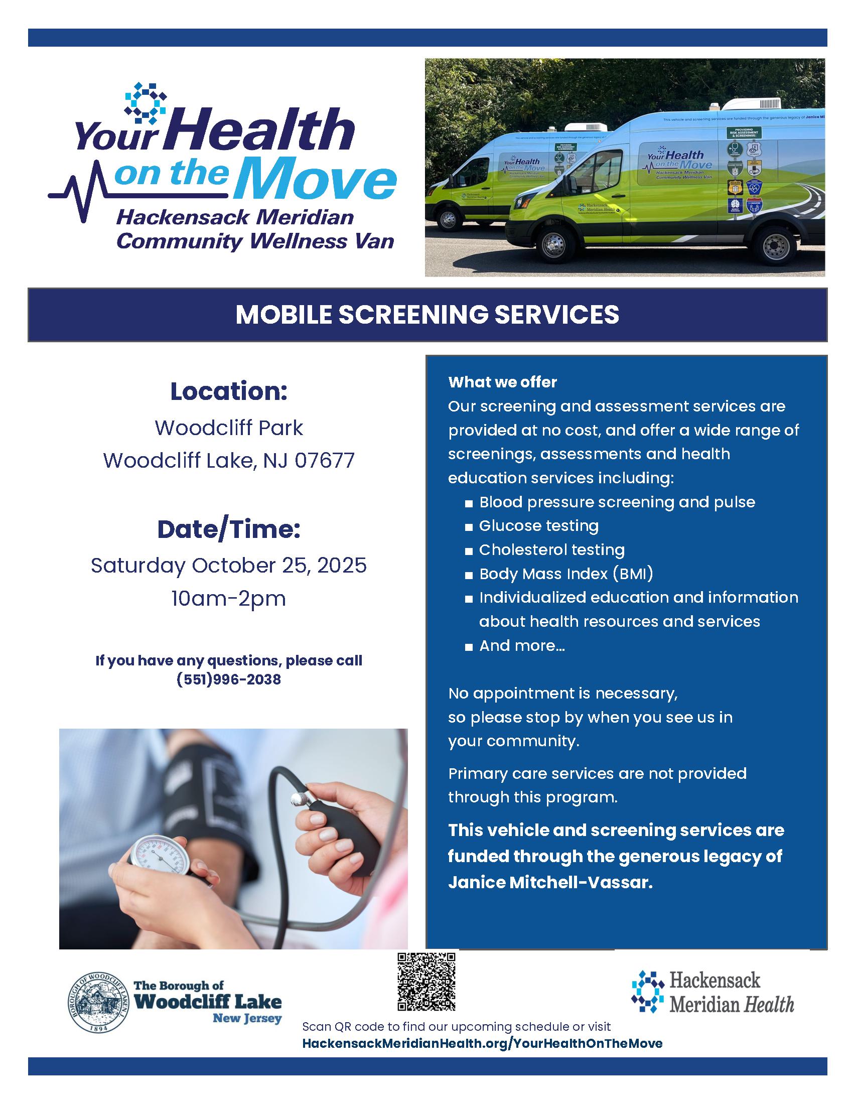 Mobile Health Screening Services flyer. Click to open an OCR scanned PDF version of it.