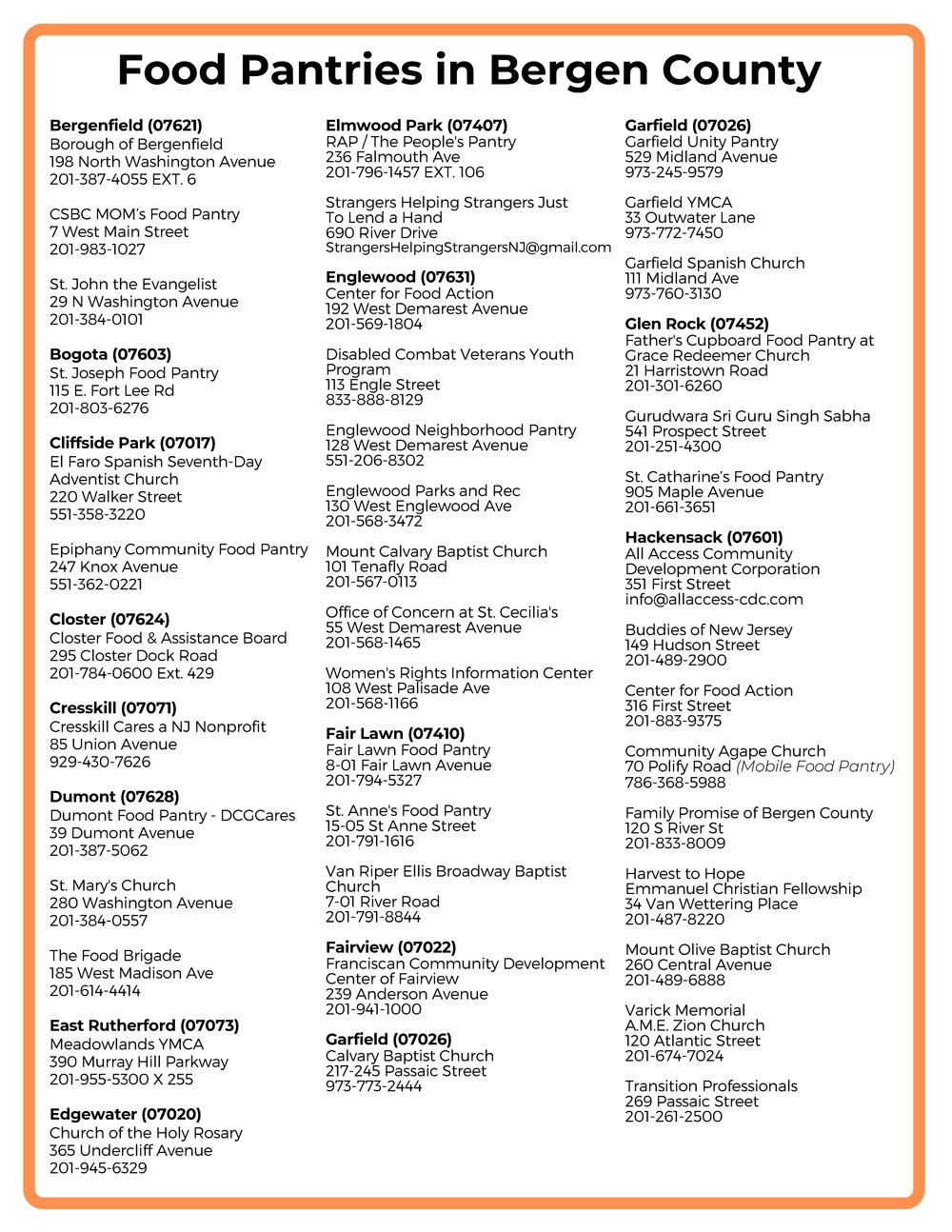 Updated Food Pantry List Page 1 of 2. Click to open an OCR scanned PDF version of both pages. 