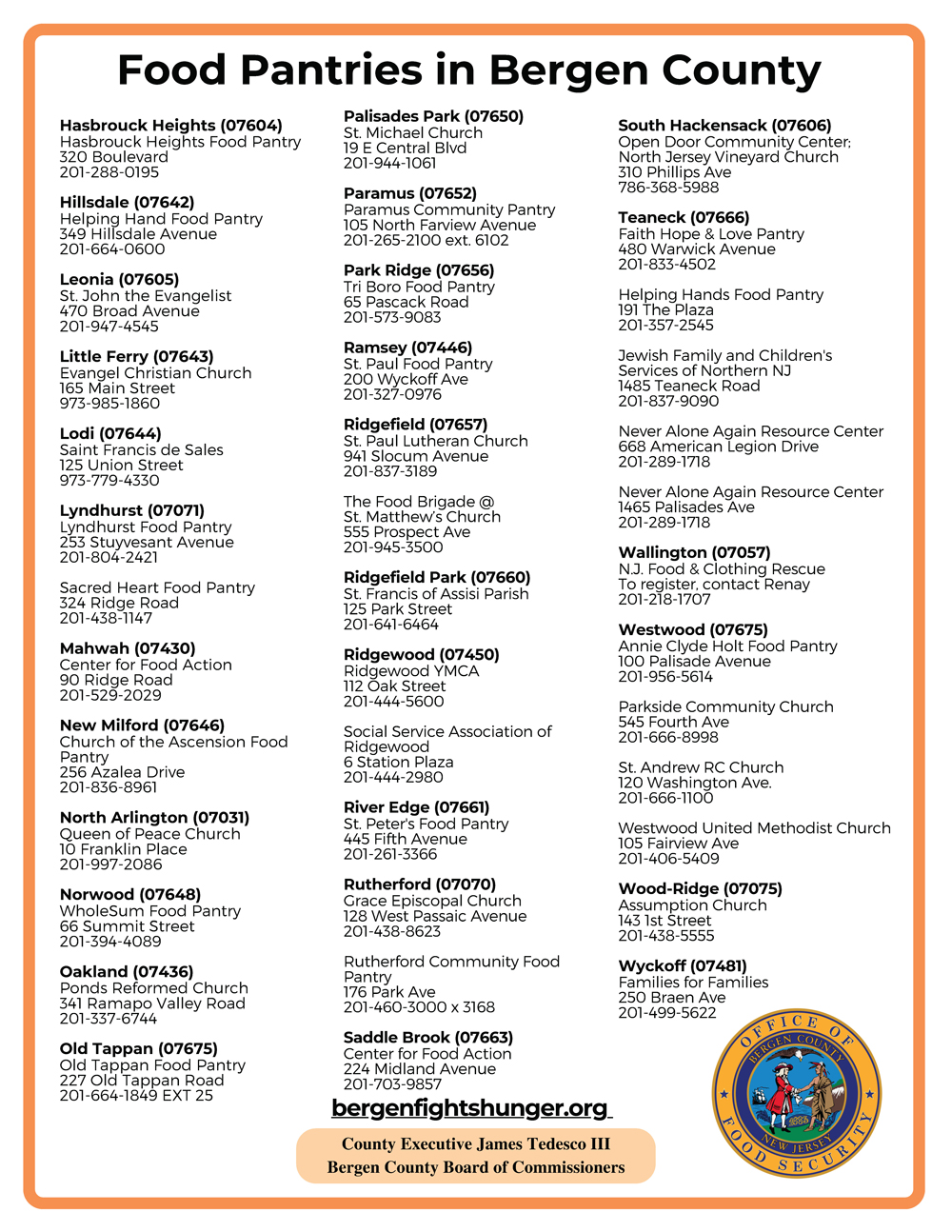 Updated Food Pantry List Page 2 of 2. Click to open an OCR scanned PDF version of both pages. 