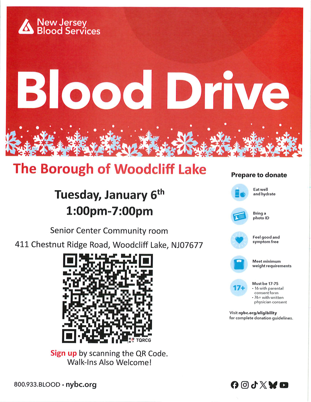 Blood Drive flyer. Click to open an OCR scanned PDF version of it.