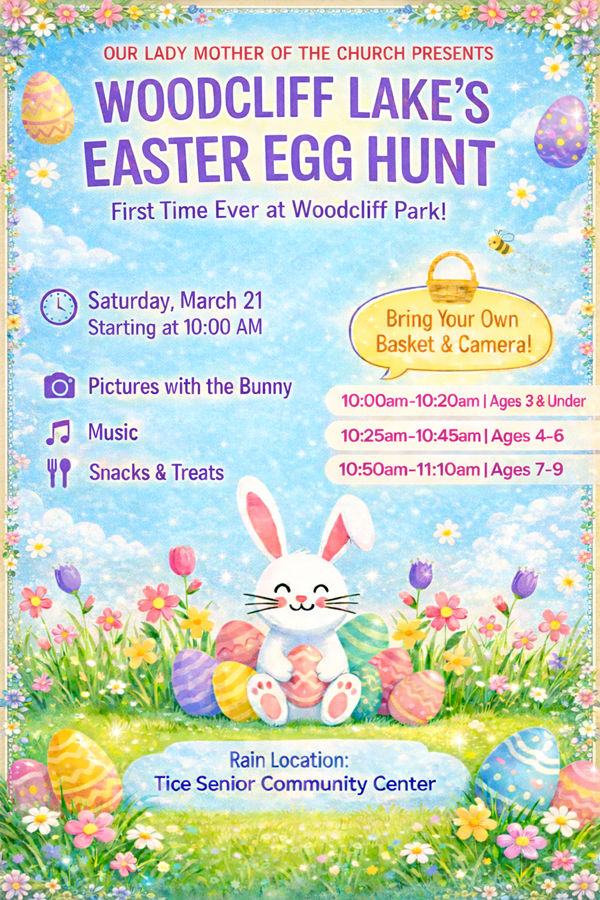 Woodcliff Lake Easter Egg hunt flyer.