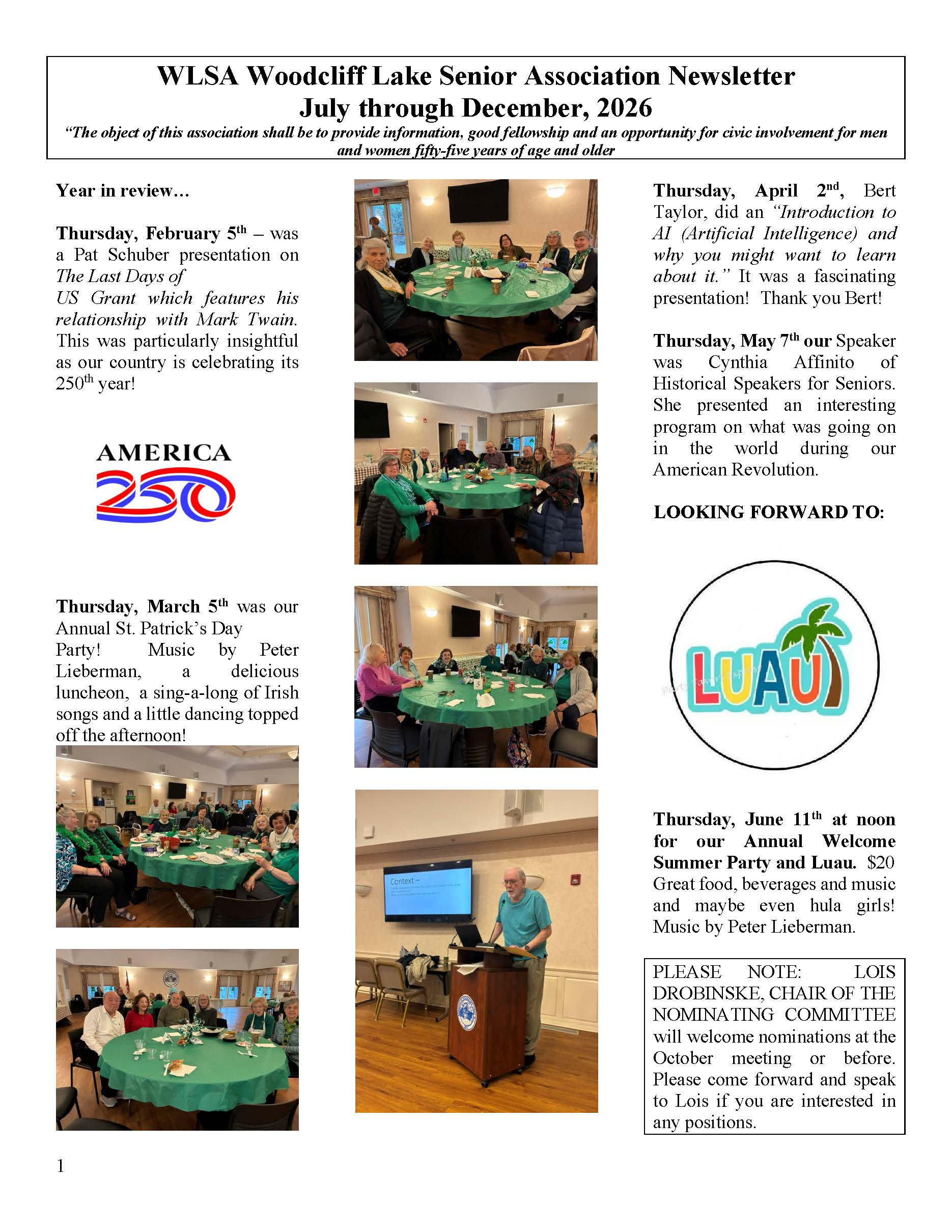 wlsafebmaraprmayjune25 Senior Newsletter July December 2026 Página 1